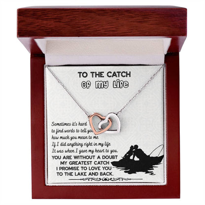 To The Catch Of My Life Knot Necklace & Earring Gift Set For Her Handmade Jewelry Interlocking Hearts Necklace