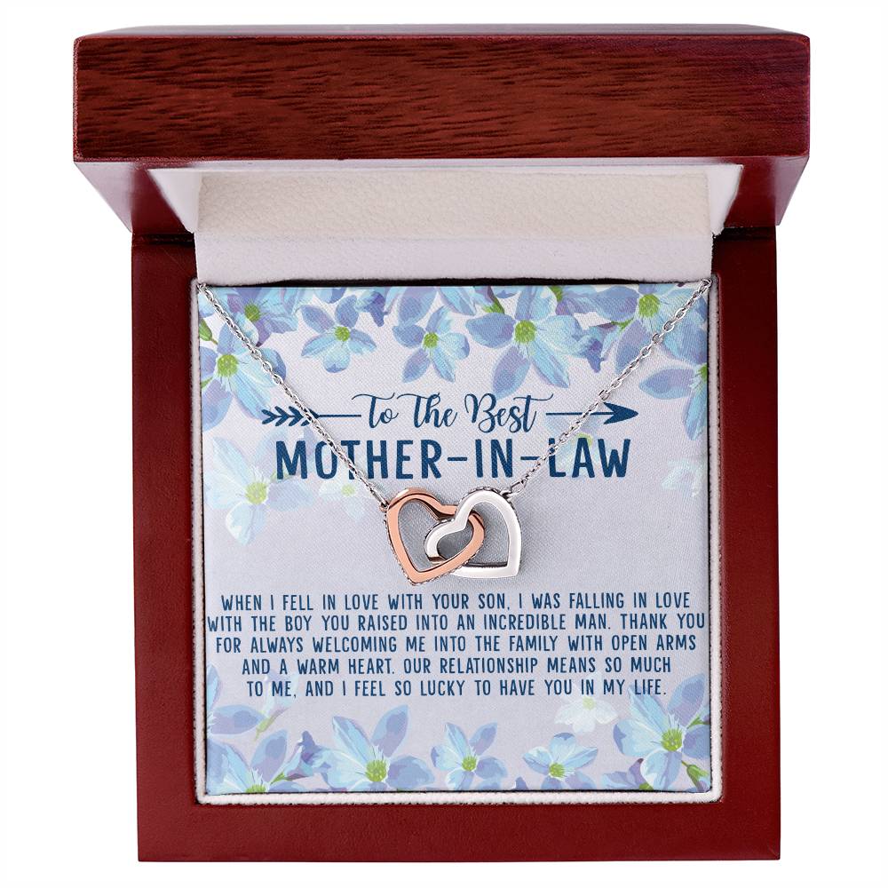 To The Best Mother-In-Law Interlocking Hearts Necklace