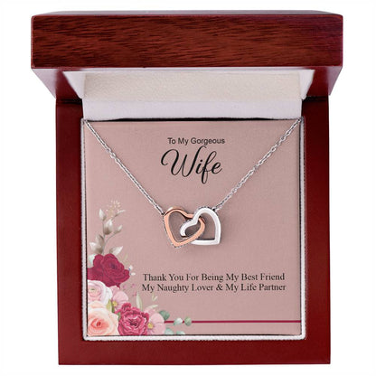 To My Wonderful Wife Love From Soulmate Love For Partner Interlocking Hearts Necklace