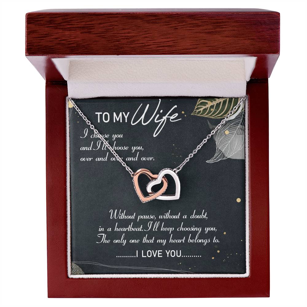 To My Wife Interlocking Hearts Necklace Message Card