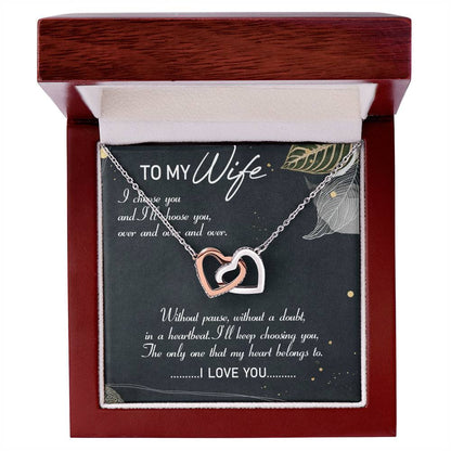 To My Wife Interlocking Hearts Necklace Message Card
