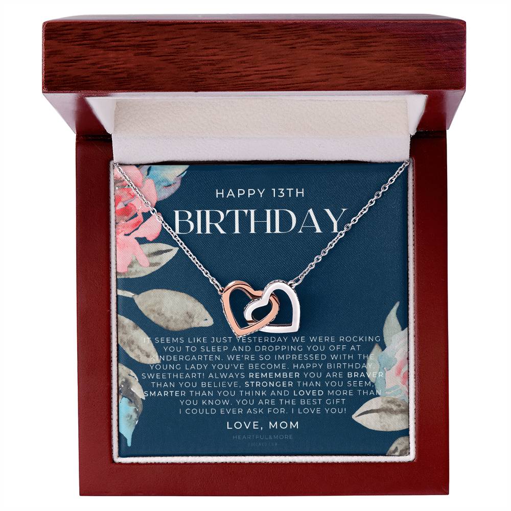 Gift For 13 Year Old Girl Gifts 13Th Birthday Girl 13Th Birthday Gift Thirteenth Birthday Necklace Teen Birthday Gift Official Teenager Interlocking Hearts Necklace