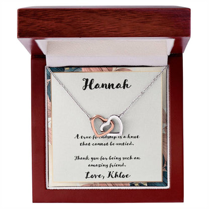 A True Friendship Interlocking Hearts Necklace