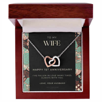 1 Year Anniversary Gift For Wife 1 Year Anniversary Gifts 1 Year Wedding Anniversary Gift Ideas 1St Wedding Anniversary Gift For Her Interlocking Hearts Necklace
