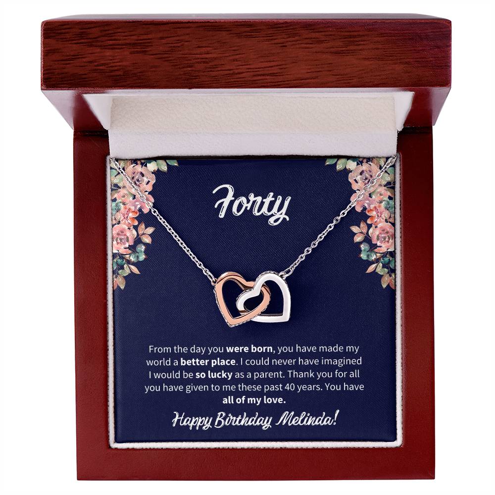 Forty Birthday All Of My Love Interlocked Hearts Necklace Interlocking Hearts Necklace
