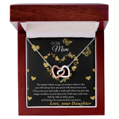 Connected By Our Hearts - To My Mom Joined Hearts Necklace Interlocking Hearts Necklace