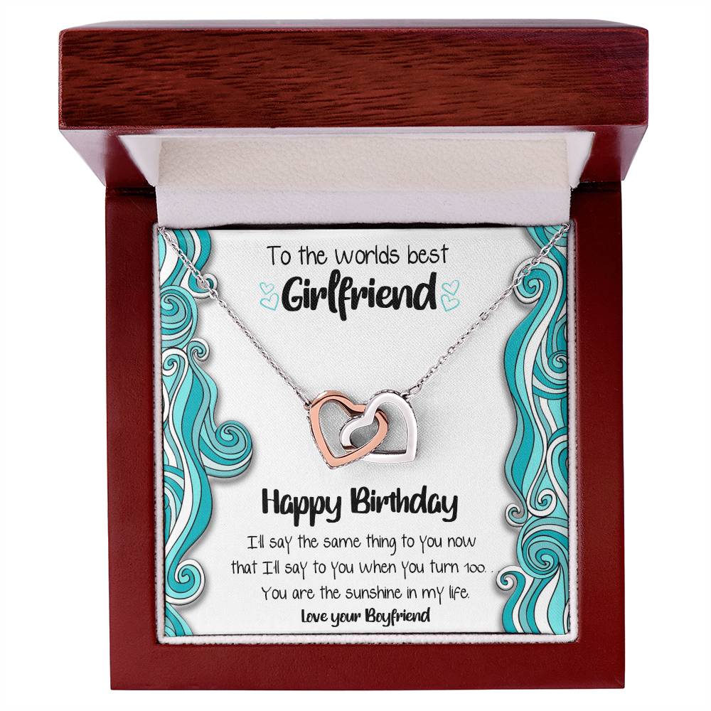 Worlds Best Girlfriend Linked Hearts Necklace Interlocking Hearts Necklace