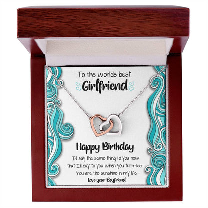 Worlds Best Girlfriend Linked Hearts Necklace Interlocking Hearts Necklace