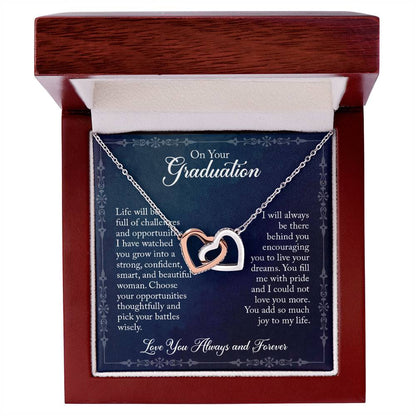 Daughter On Your Graduation - Linked Hearts Necklace Interlocking Hearts Necklace