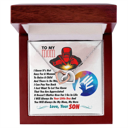 Welder'S Mom - Interlocking Heart Necklace Interlocking Hearts Necklace