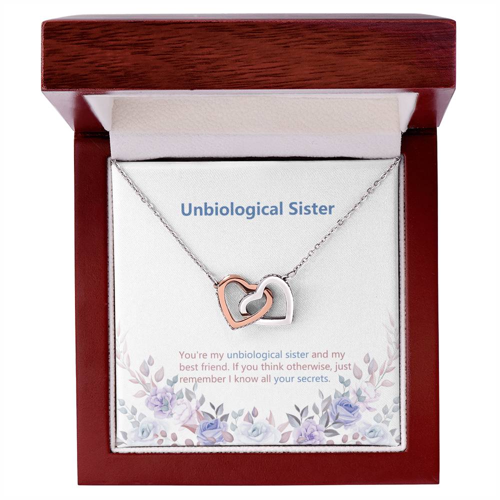 Unbiological Sister Jewelry Heart Necklace -Birthday Or Wedding Gift Interlocking Hearts Necklace