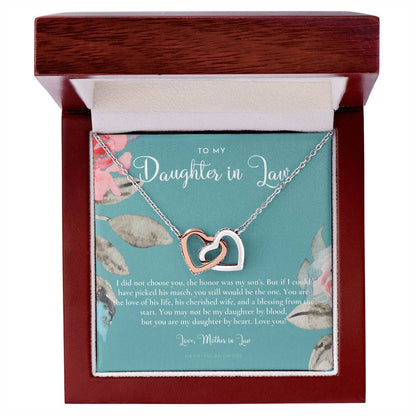 Daughter-In-Law Gift Necklace Wedding Gift Jewelry From Mother-In Law Gift For Bride Daughter-In-Heart Interlocking Hearts Necklace