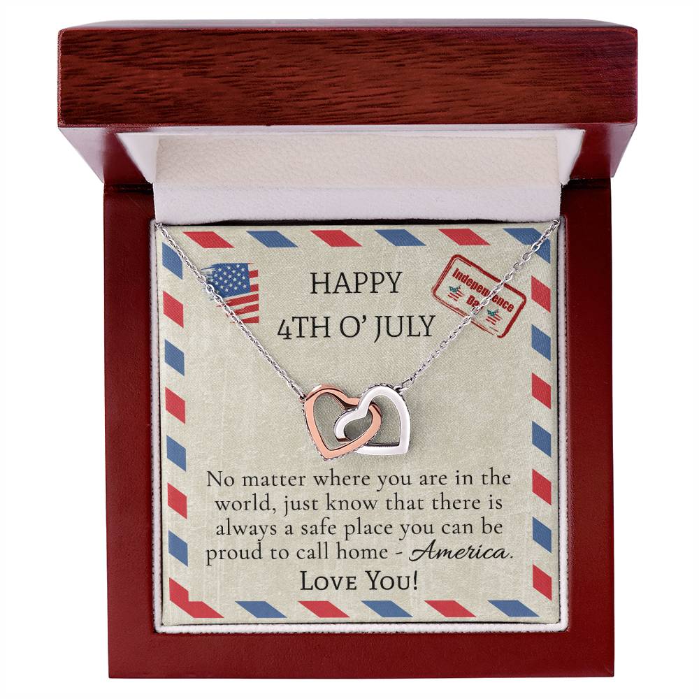 Fourth Of July Necklace Interlocking Hearts Necklace