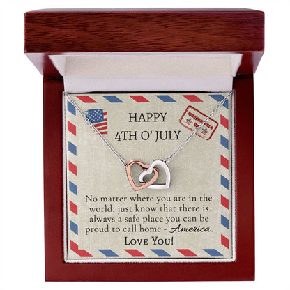 Fourth Of July Necklace Interlocking Hearts Necklace