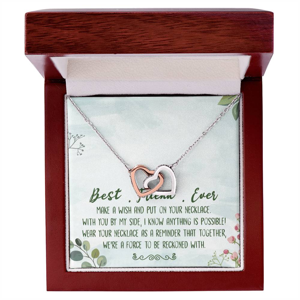 Best Friend Ever Interlocking Hearts Necklace Message Card