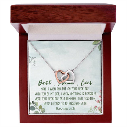 Best Friend Ever Interlocking Hearts Necklace Message Card