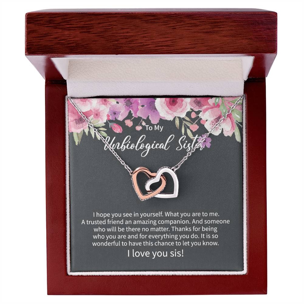 Unbiological Sister Gift Ideas Unbiological Sister Necklaces Unbiological Sister Gift From Step Brother 2021 Interlocking Hearts Necklace