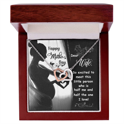 Dear Wife - Happy Mother'S Day - Pregnant - Interlocking Necklace Interlocking Hearts Necklace