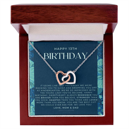 Gift For 13 Year Old Girl Gifts 13Th Birthday Girl 13Th Birthday Gift Thirteenth Birthday Necklace Teen Birthday Gift Official Teenager Interlocking Hearts Necklace