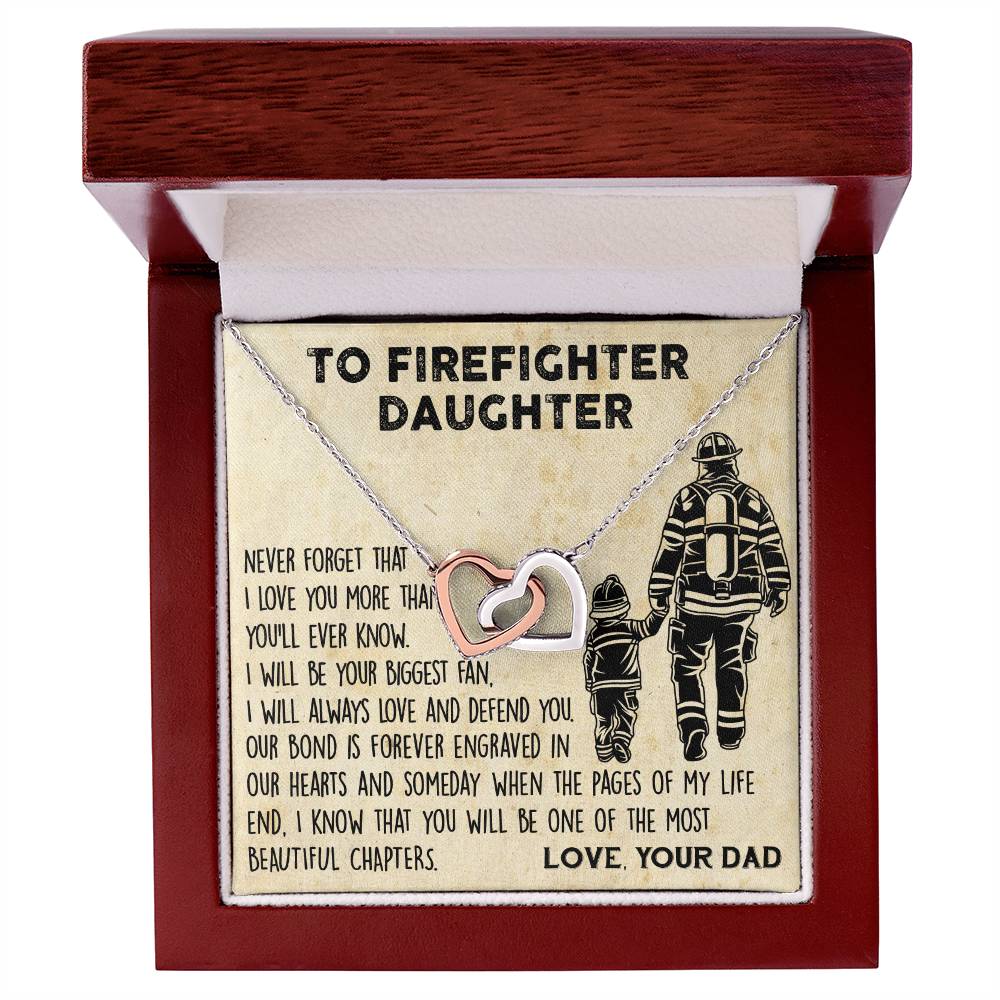 Firefighter Daughter Gift To Firefighter Daughter Gift From Dad Firefighter Daughter Necklace Interlocking Hearts Necklace
