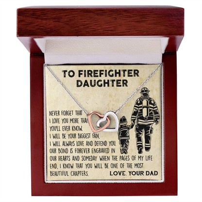 Firefighter Daughter Gift To Firefighter Daughter Gift From Dad Firefighter Daughter Necklace Interlocking Hearts Necklace