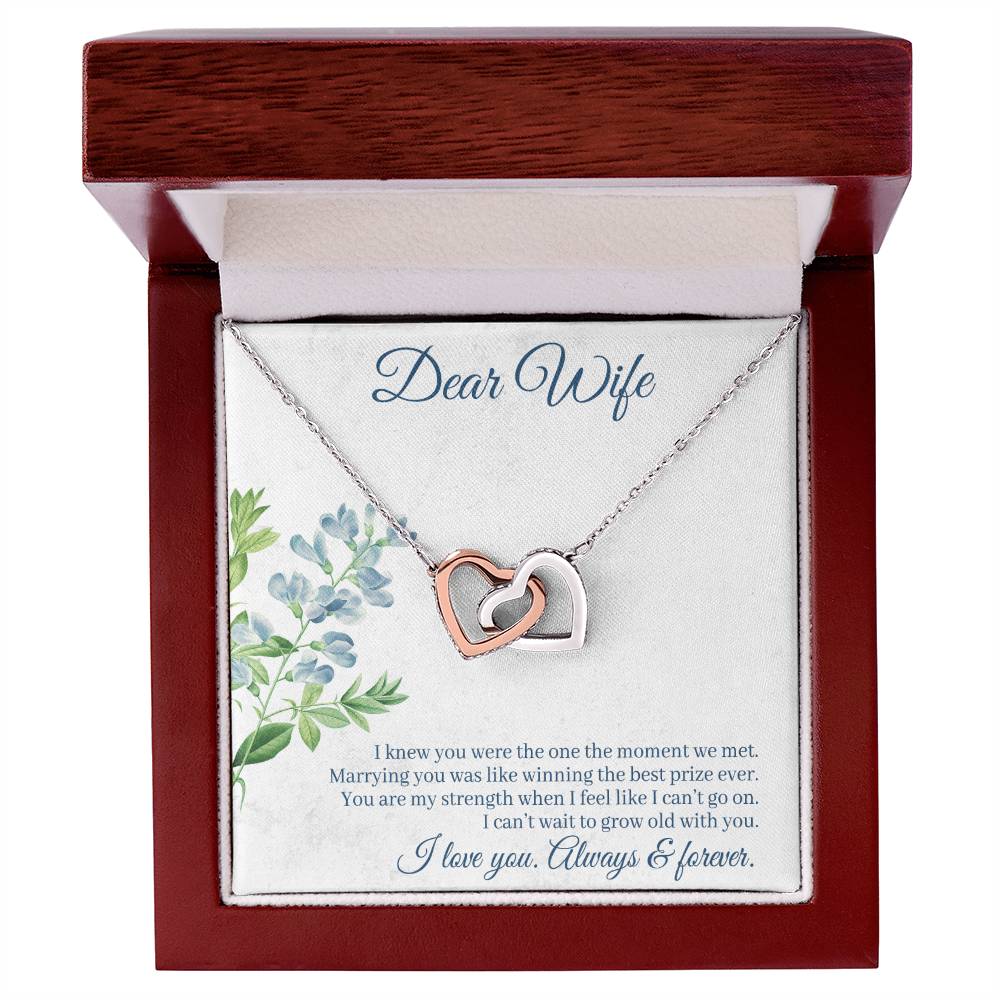 Dear Wife I Lover You Always & Forever Interlocking Hearts Necklace
