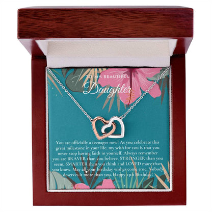 Gift For 13 Year Old Girl Gifts 13Th Birthday Girl 13Th Birthday Gift Thirteenth Birthday Necklace Teen Birthday Gift Official Teenager Interlocking Hearts Necklace