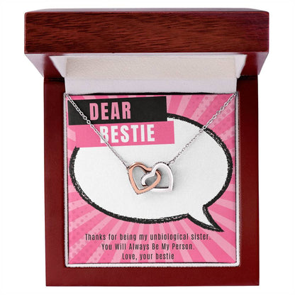 Dear Bestie Heart Necklace Interlocked Interlocking Hearts Necklace