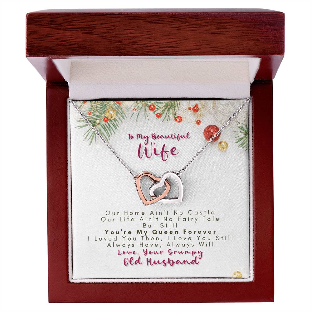 To My Wife - You'Re My Queen Forever - Necklace Interlocking Hearts Necklace