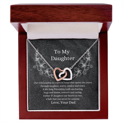 Father To Daughter Hearts As One Necklace Interlocking Hearts Necklace