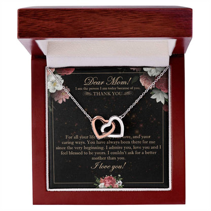 Dear Mom Interlocking Hearts Necklace Message Card