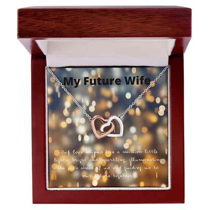 Entwined Hearts Necklace - My Future Wife - Our Love Shines Interlocking Hearts Necklace