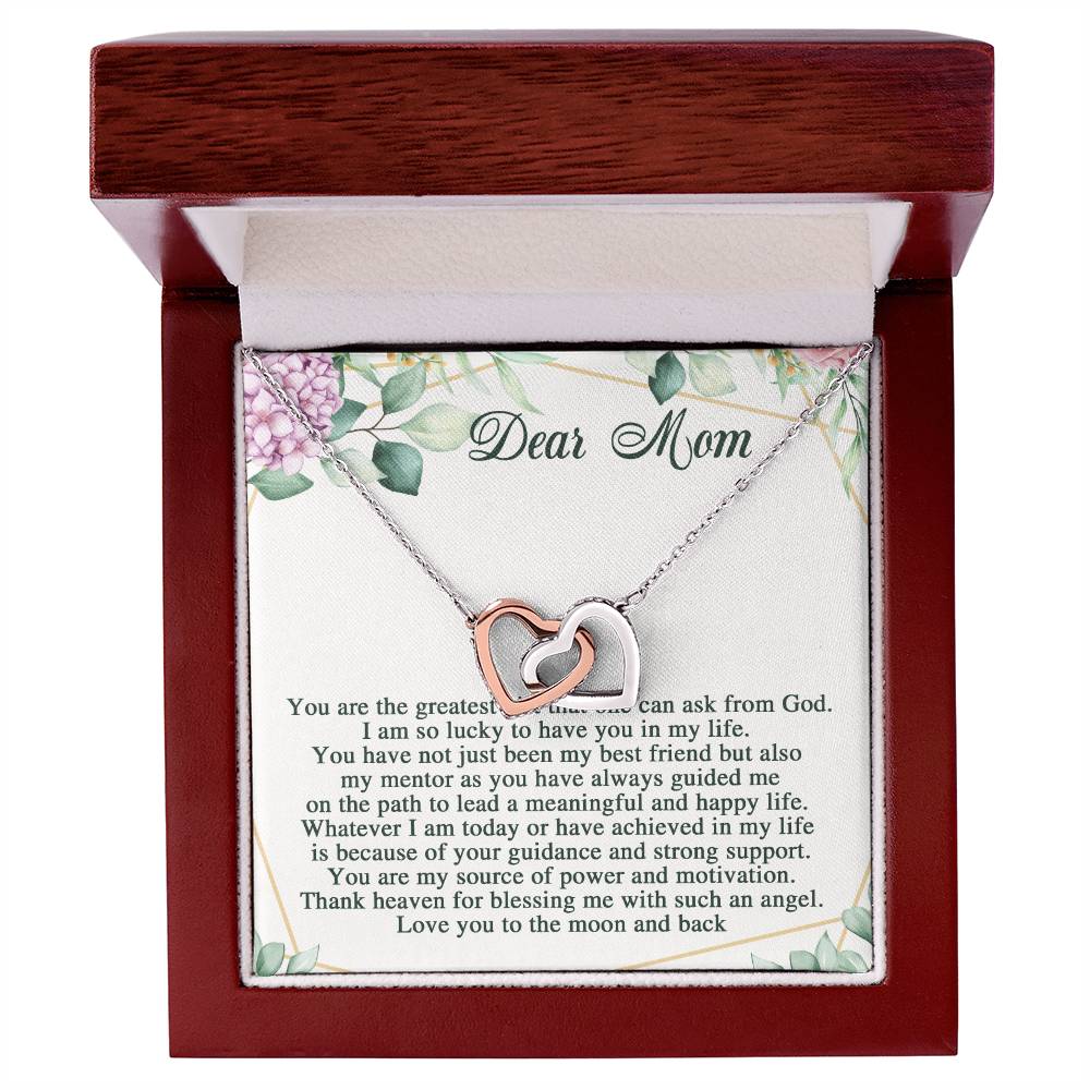 Dear Mom Interlocking Hearts Necklace Message Card