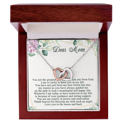 Dear Mom Interlocking Hearts Necklace Message Card