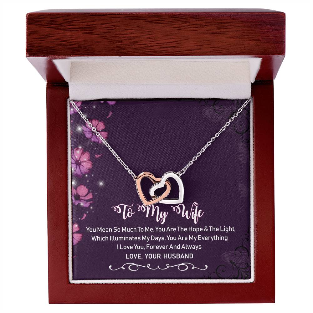 To My Wife Interlocking Hearts Necklace Message Card