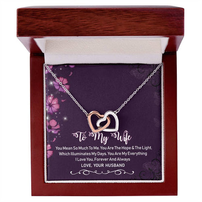 To My Wife Interlocking Hearts Necklace Message Card