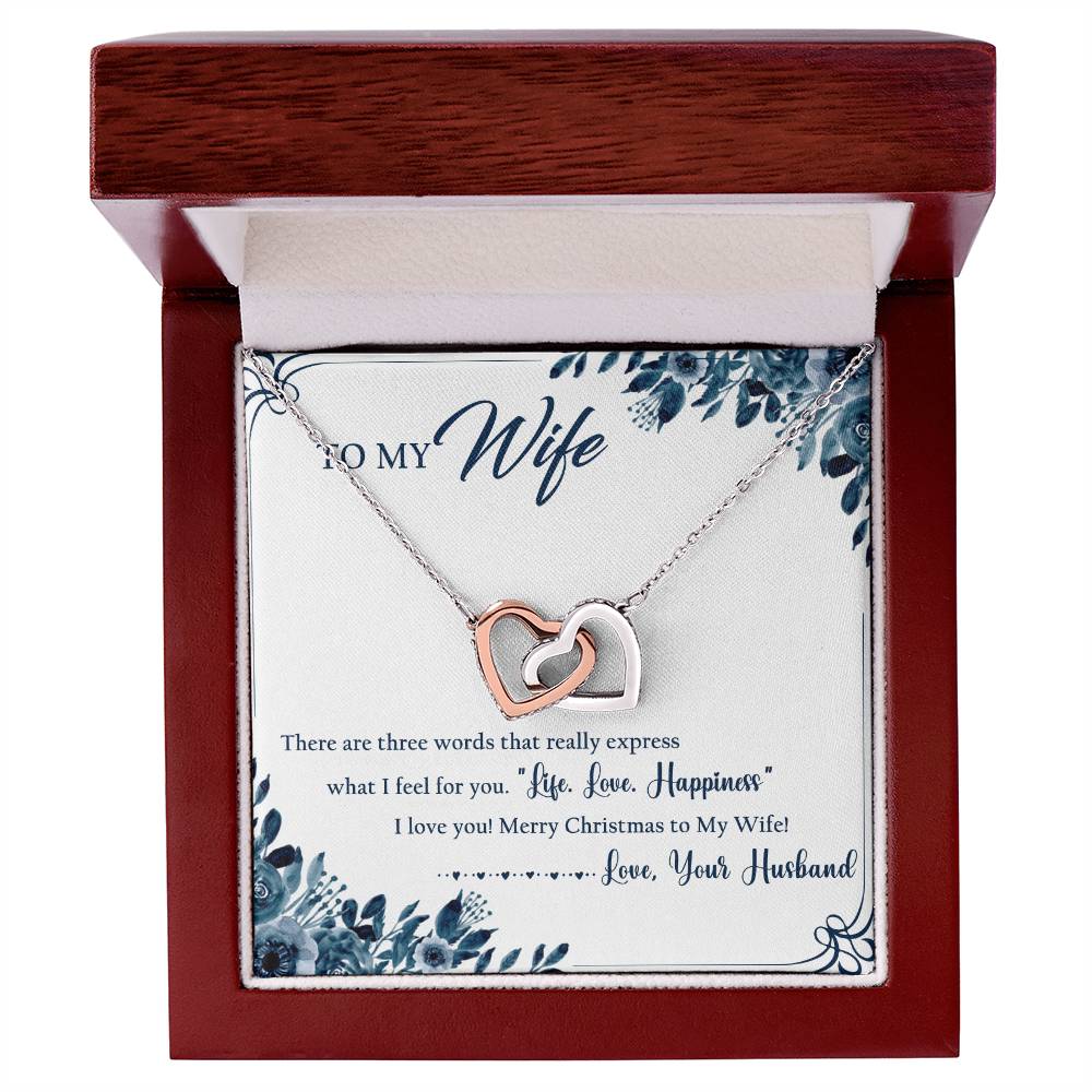 To My Wife Interlocking Hearts Necklace Message Card