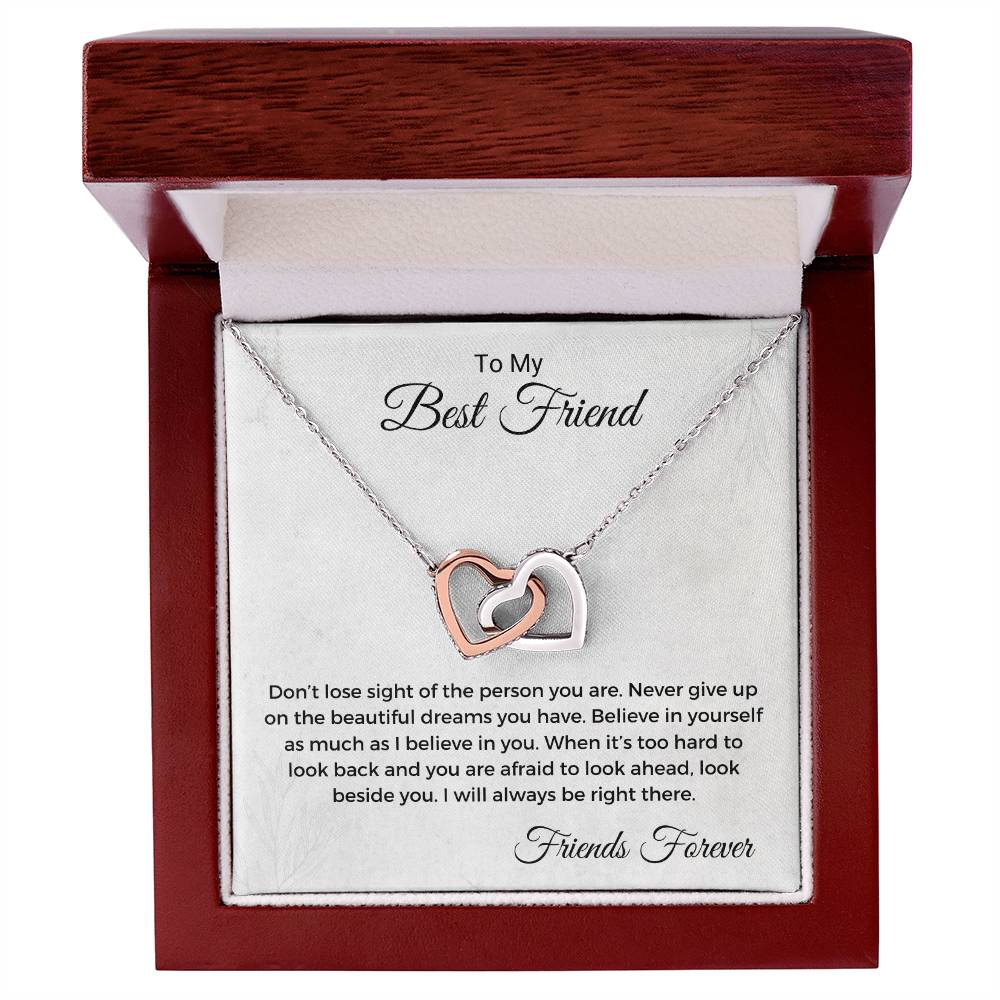 Don'T Lose Sight Of The Person You Are Interlocking Hearts Necklace