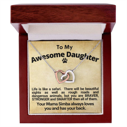 Awesome Daughter Linked Hearts Necklace Gift From Mom Interlocking Hearts Necklace