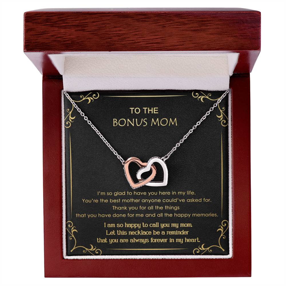 Gift For Bonus Mom - Glad To Have You - Interlocking Interlocking Hearts Necklace