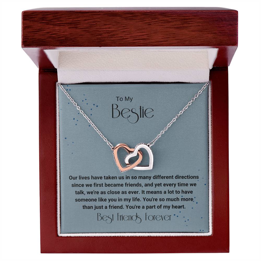 Bestie Different Directions Necklace Interlocking Hearts Necklace
