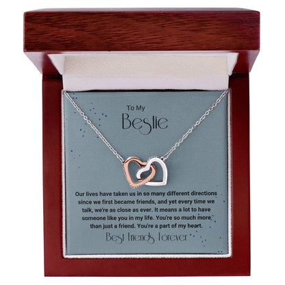 Bestie Different Directions Necklace Interlocking Hearts Necklace