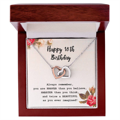18Th Birthday Gifts For Girls 18Th Birthday Necklace 18Th Birthday Gift Girl. Gift For Sister Best Friend Daughter Niece Interlocking Hearts Necklace