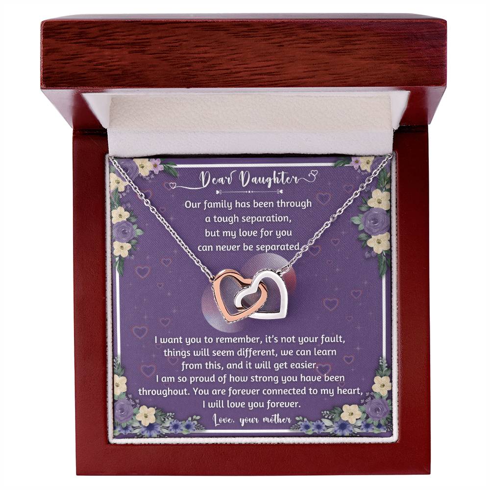 Forever Connected Hearts Necklace To My Daughter - A Never Separated Love - From Mother Interlocking Hearts Necklace