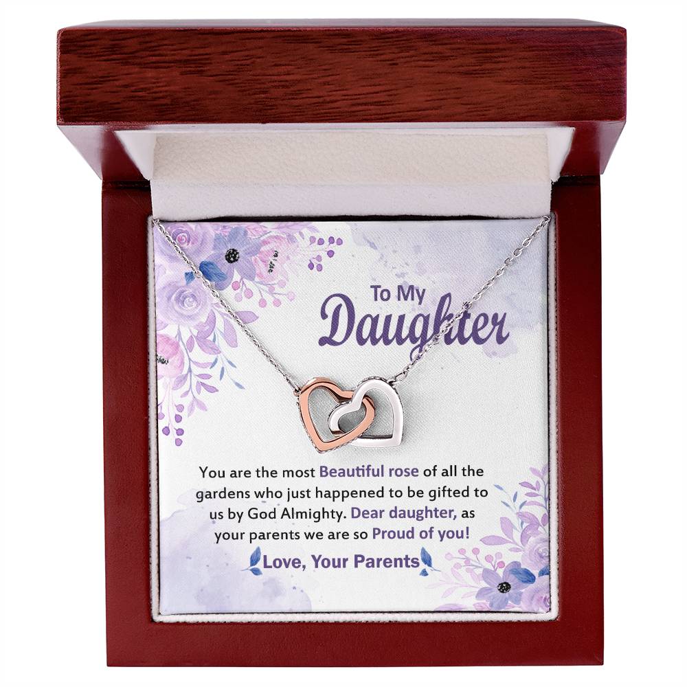 Gift For Daughter From Parents Message Card Necklace Interlocking Hearts Necklace