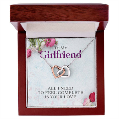 Two Hearts Necklace - All I Need Is Your Love Interlocking Hearts Necklace