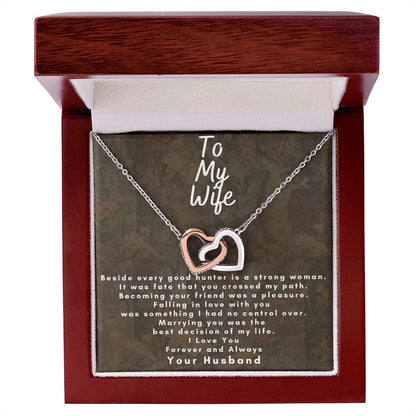 Dear Wife - Make Her Day - Dual Hearts Necklace Interlocking Hearts Necklace