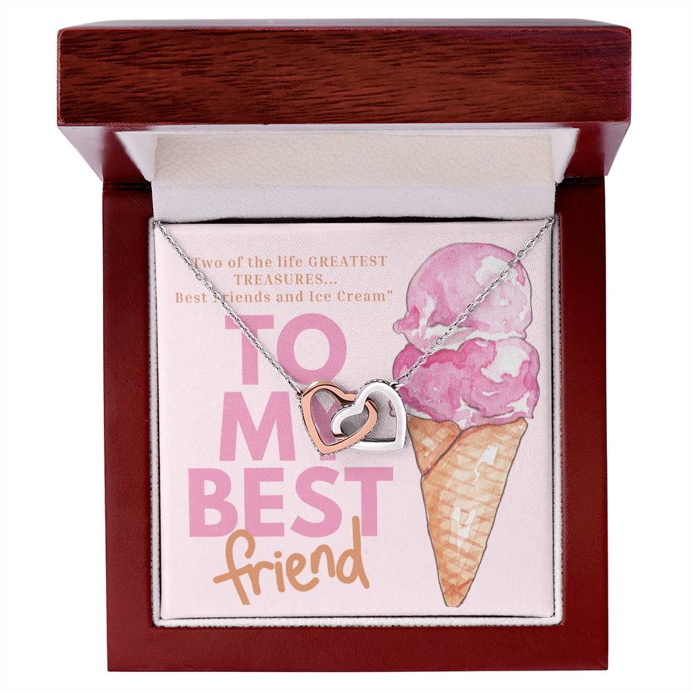 Best Friends And Ice Cream Interlocking Hearts Necklace