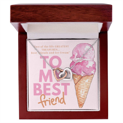 Best Friends And Ice Cream Interlocking Hearts Necklace
