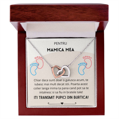 Colier Inimi Conectate Pentru Viitoare Mamica Interlocking Hearts Necklace